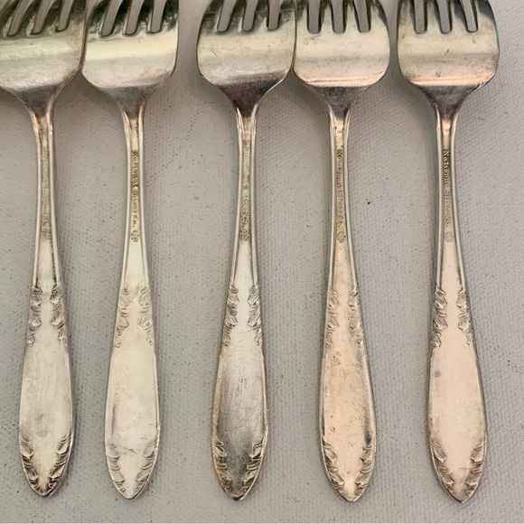 10 King Edward Forks Silverplated National Silver Company Salad Fork Set 7.5" - Picture 3 of 9